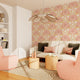 Papier peint intissé Elyana Rose et jaune orangé