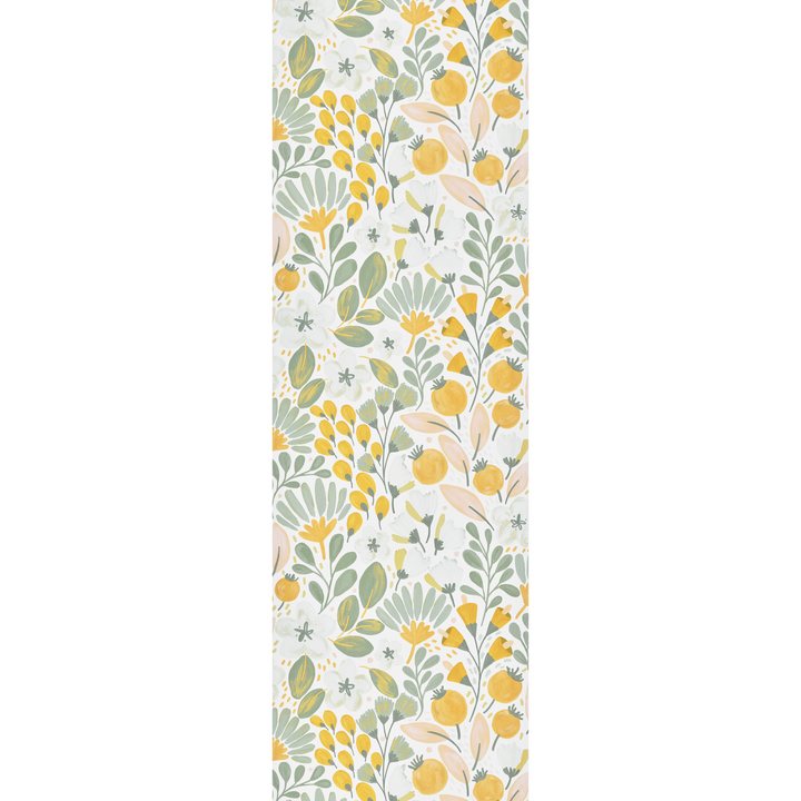 Papier peint intissé Safia Jaune citron et vert-de-gris
