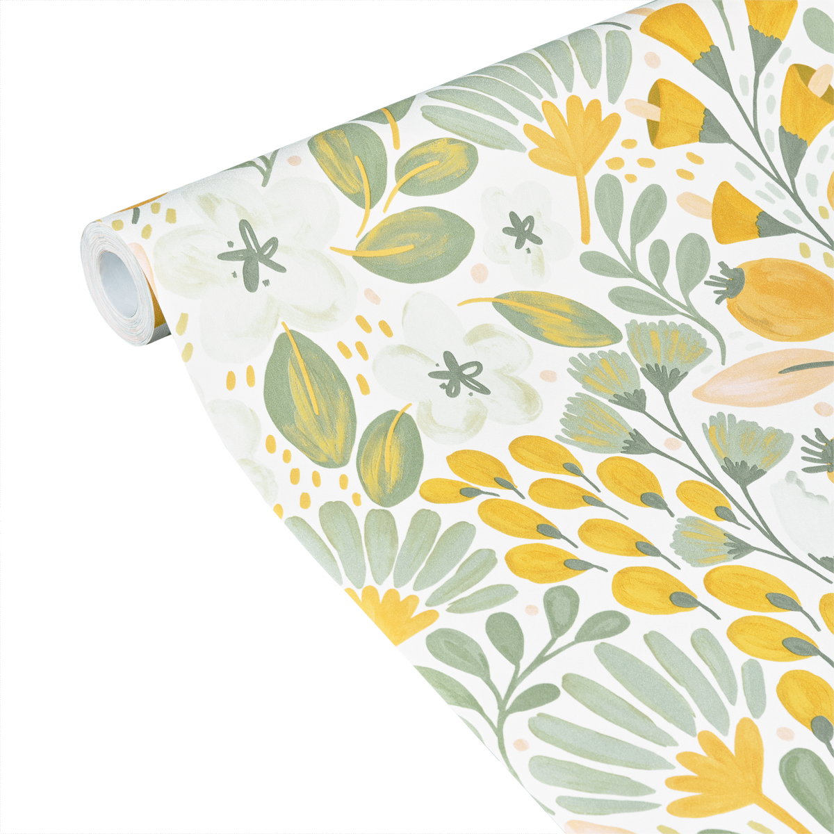 Papier peint intissé Safia Jaune citron et vert-de-gris