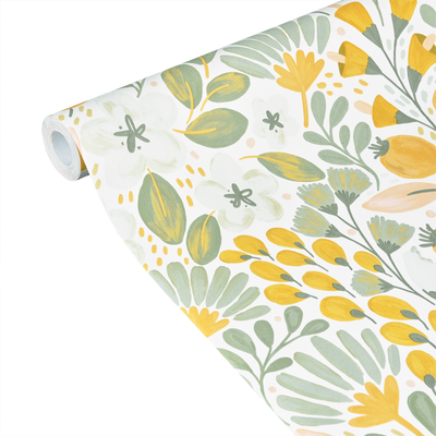 Papier peint intissé Safia Jaune citron et vert-de-gris