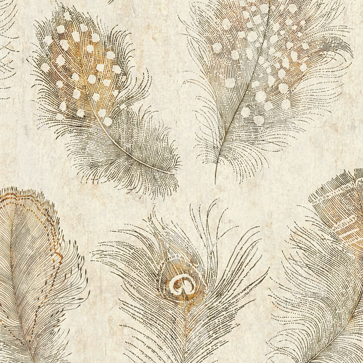 Papier peint intissé Piuma Beige doré