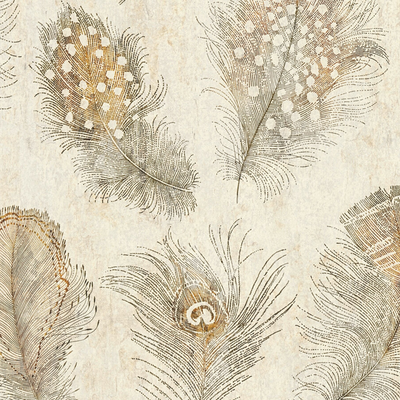 Papier peint intissé Piuma Beige doré