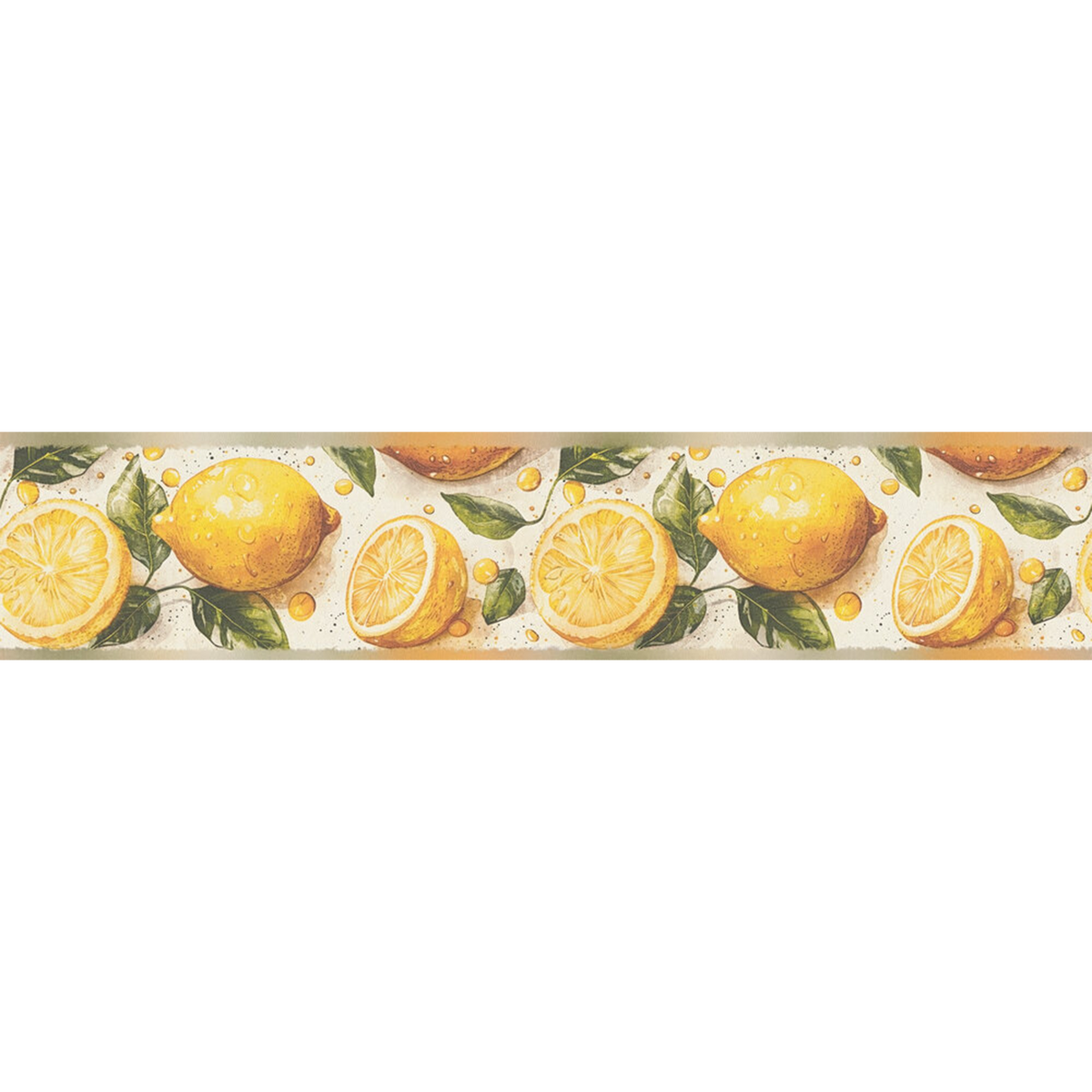 Frise adhésive Limoncello Jaune citron et vert feuille