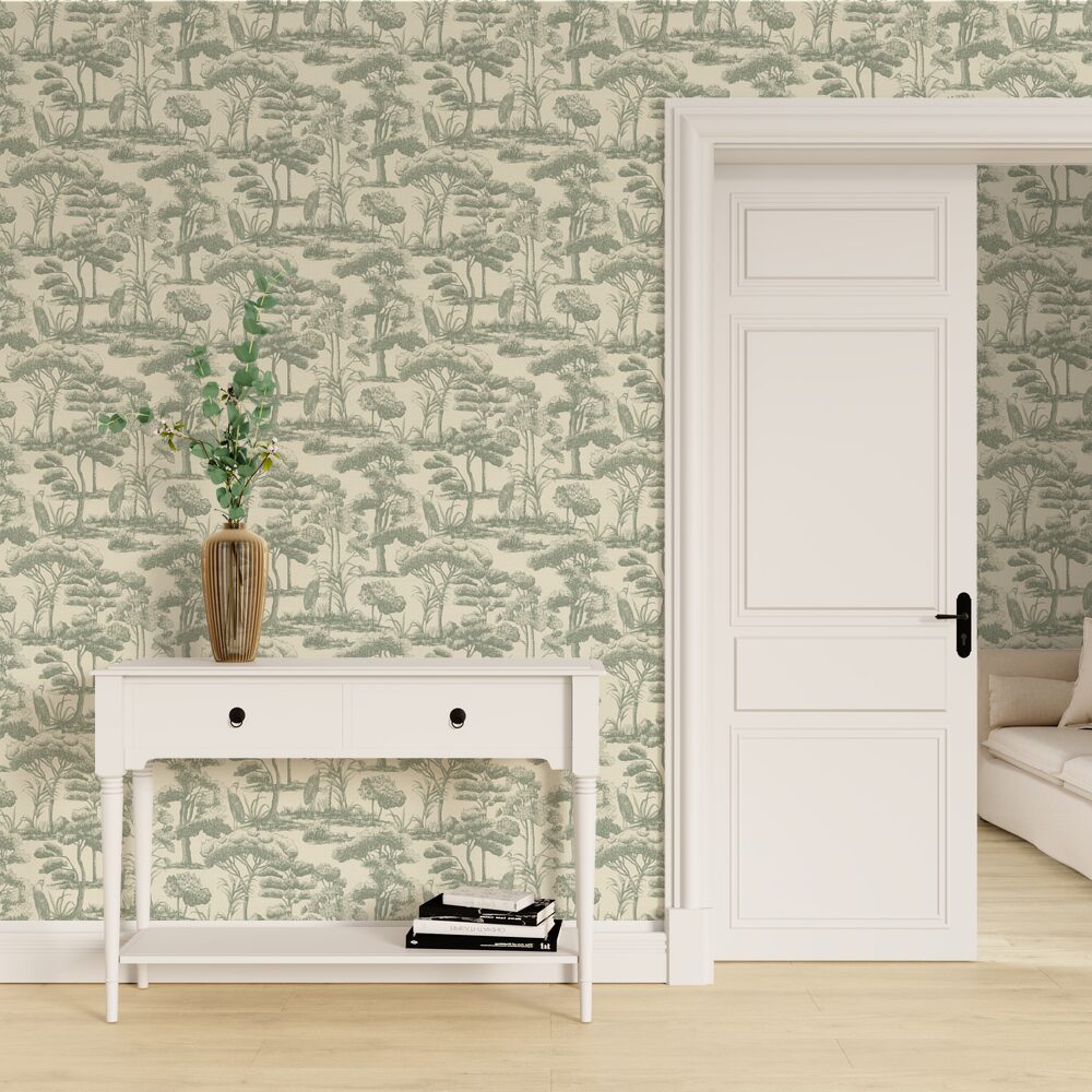 Papier peint intissé Bellevue Vert-de-gris