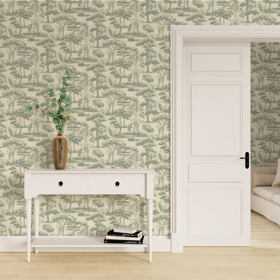 Papier peint intissé Bellevue Vert-de-gris