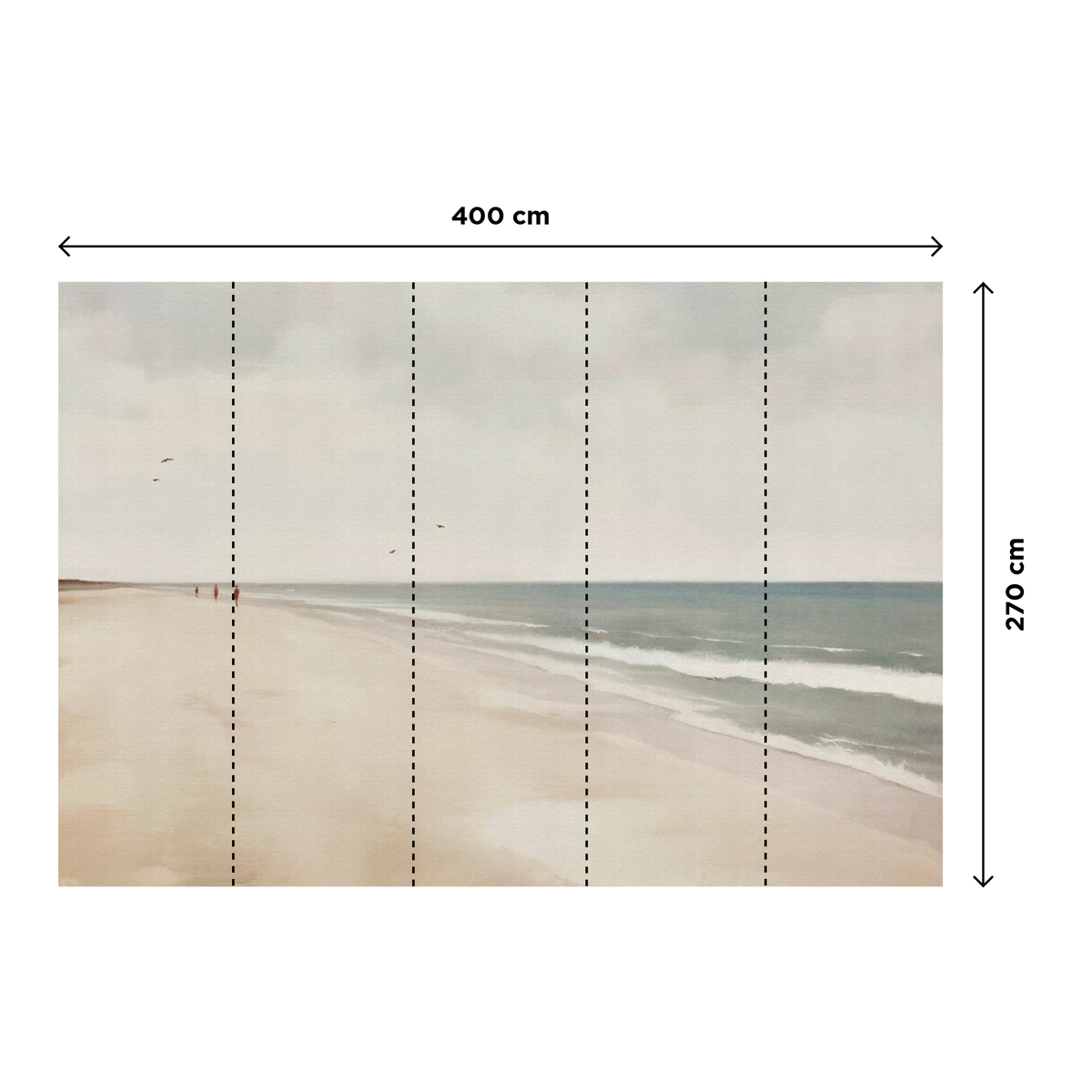 Papier peint panoramique XL Arcachon Sable beige et bleu grisé Satiné