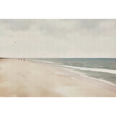 Papier peint panoramique XL Arcachon Sable beige et bleu grisé Satiné