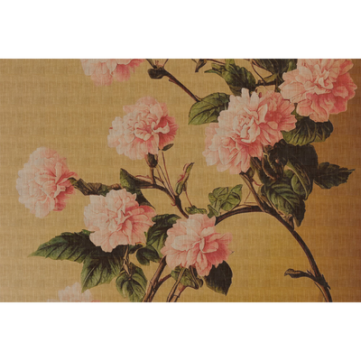 Papier peint panoramique XL Graciella Jaune paille et rose poudré Satiné