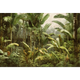 Papier peint panoramique XL Platorico Vert feuille et jaune doux Satiné