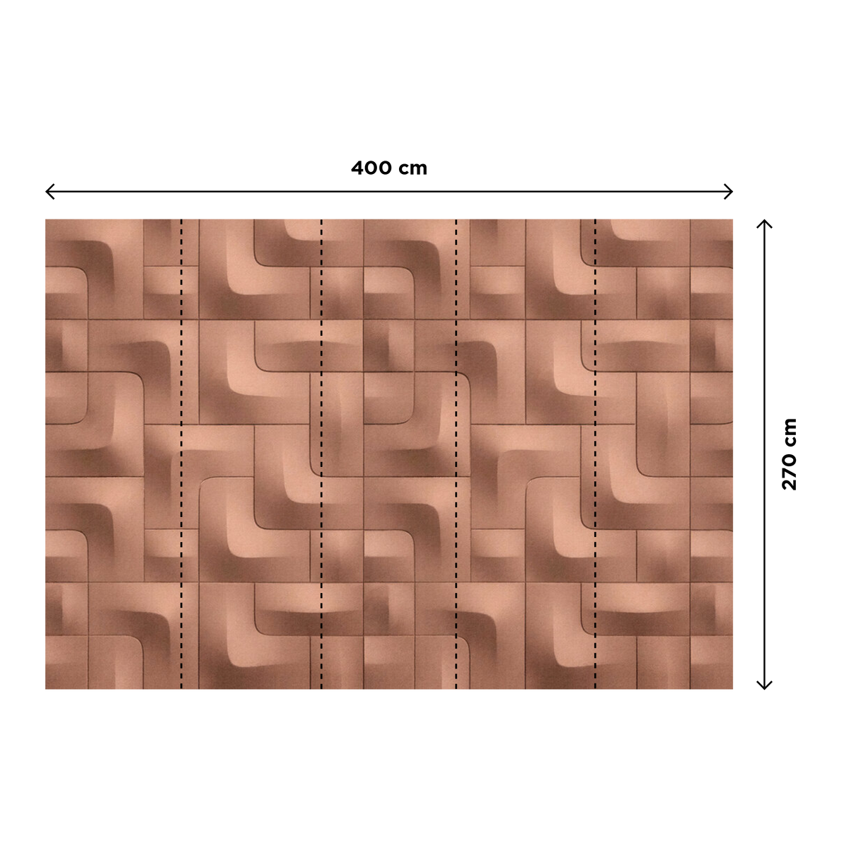 Papier peint panoramique XL Modulo Terracotta cuivré Satiné