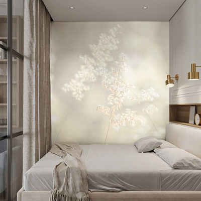 Papier peint panoramique XL Bliss Blanc et gris perle Satiné