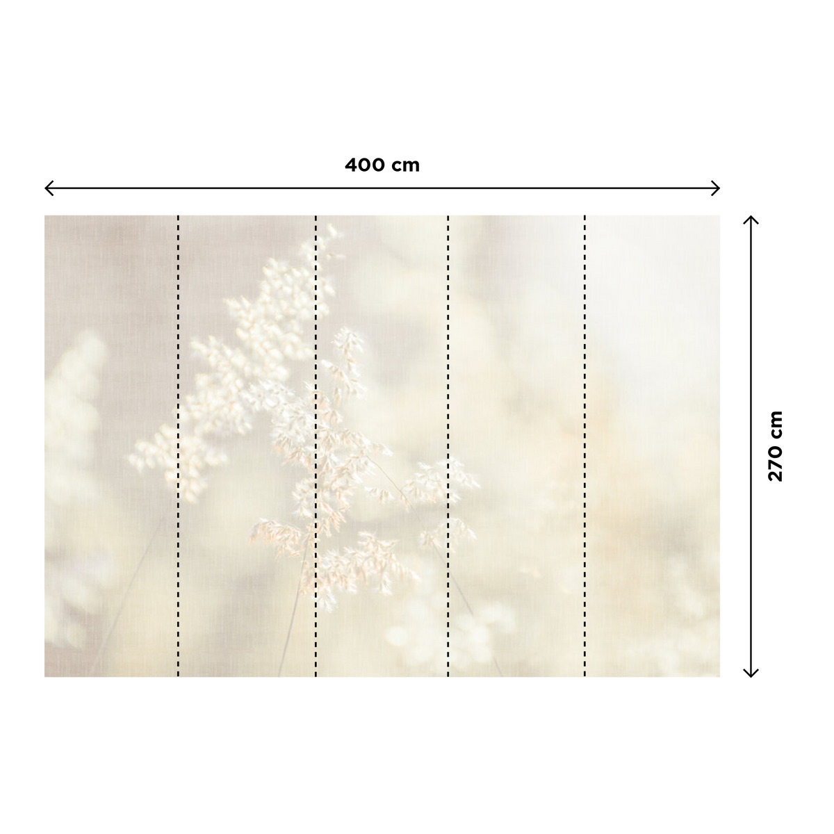 Papier peint panoramique XL Bliss Blanc et gris perle Satiné