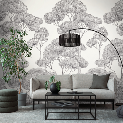 Papier peint panoramique L Cortina Noir et blanc Satiné