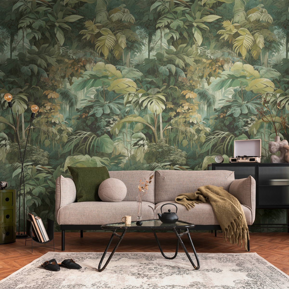 Papier peint panoramique L Densita Camaïeux de verts Satiné