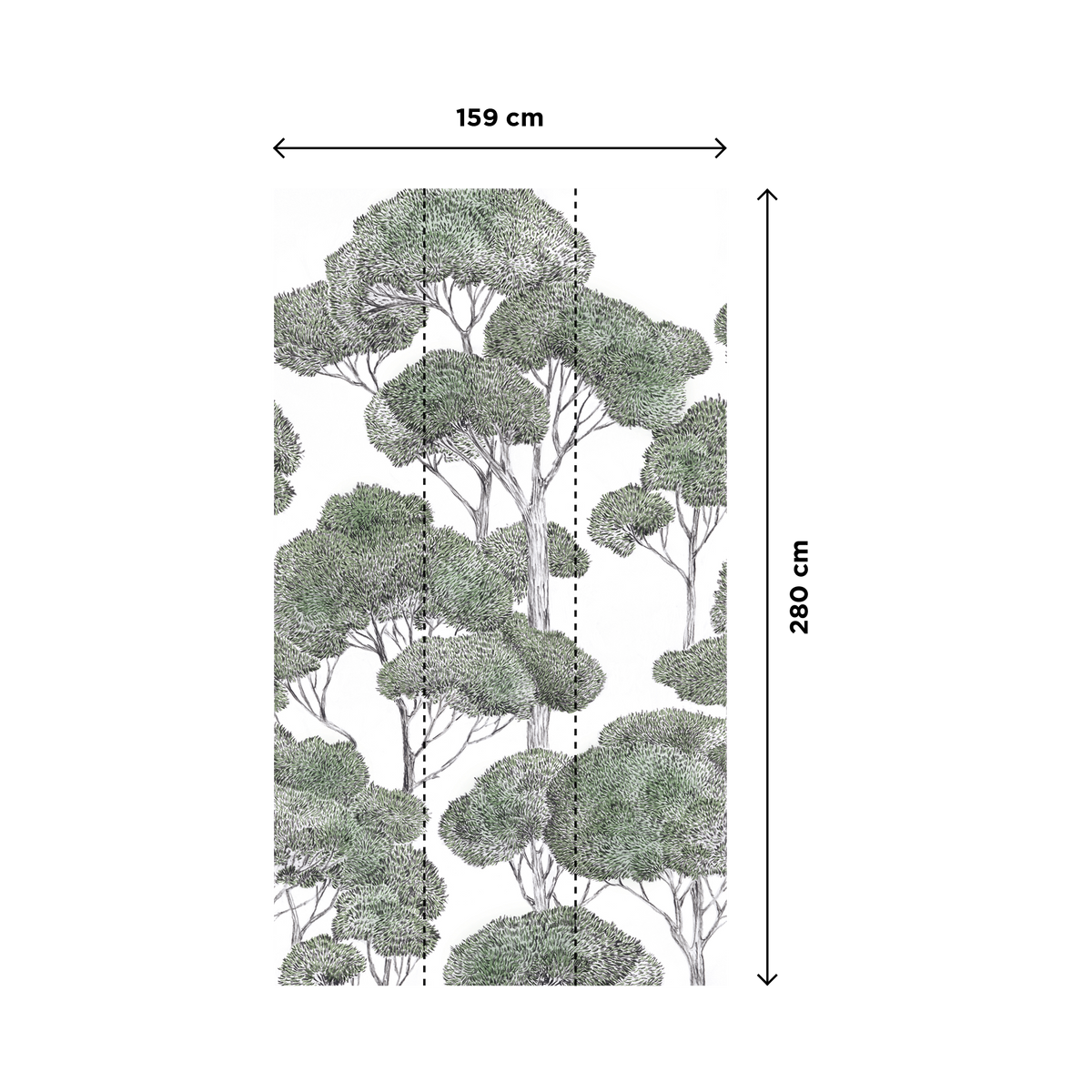 Papier peint panoramique L Cortina Verts aquarellés Satiné