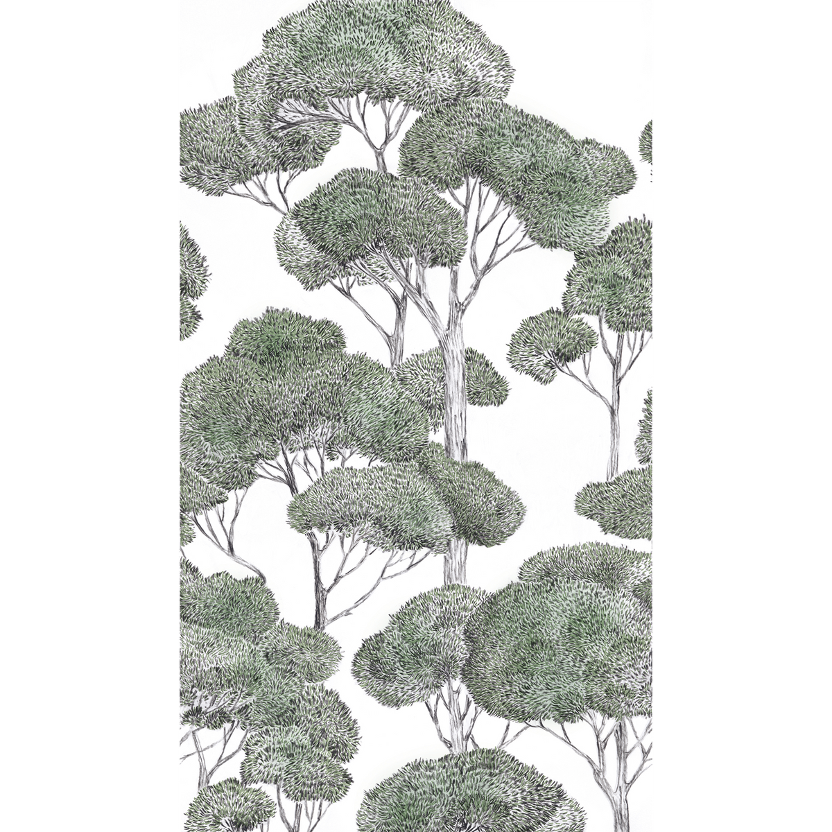 Papier peint panoramique L Cortina Verts aquarellés Satiné