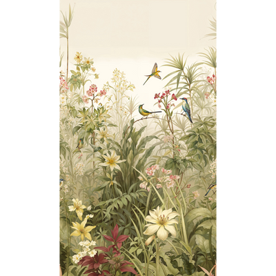 Papier peint panoramique L Carolyn Camaïeux de verts Satiné