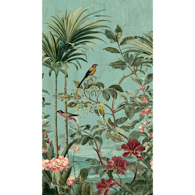 Papier peint panoramique L Hariett Vert d'eau Satiné