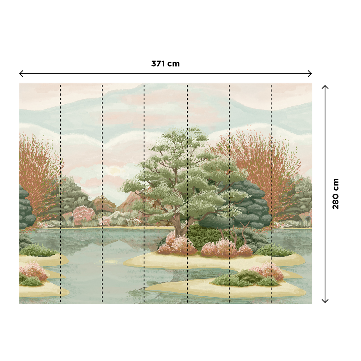 Papier peint panoramique XL Giardino Camaïeux de verts et terracotta Satiné