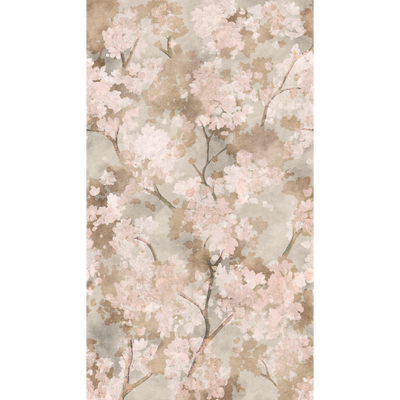 Papier peint panoramique L Bocciolo Beige et rose poudré Satiné