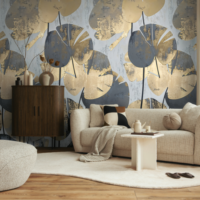 Papier peint panoramique L Blissdom Gris perle et ocre Satiné