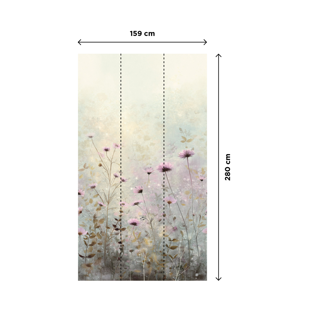 Papier peint panoramique L Zelia Vert d'eau et lilas poudré Satiné