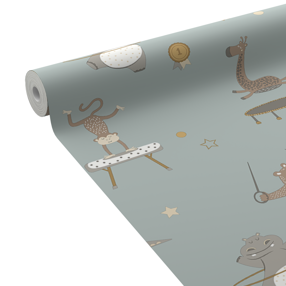 HOLDEN DECOR Papier peint Animal gymnastics Bleu ciel Mat