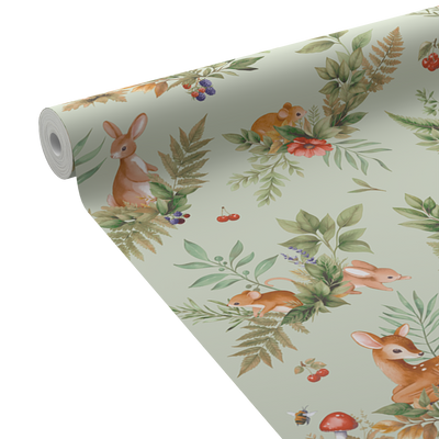 HOLDEN DECOR Papier peint Forest friends Vert d'eau Mat