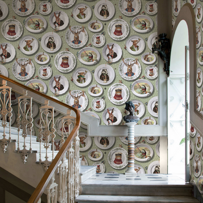 HOLDEN DECOR Papier peint intissé Tales of the manor Vert-de-gris Mat