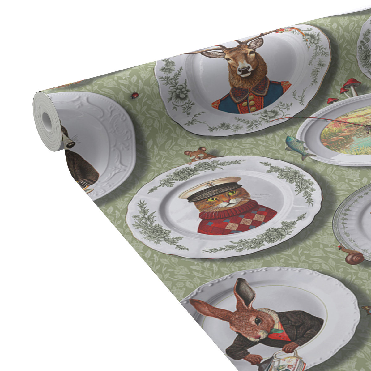 HOLDEN DECOR Papier peint intissé Tales of the manor Vert-de-gris Mat