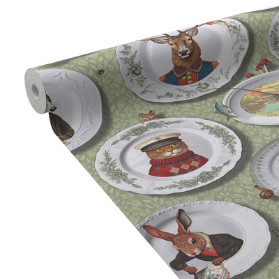 HOLDEN DECOR Papier peint intissé Tales of the manor Vert-de-gris Mat