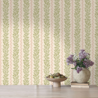 HOLDEN DECOR Papier peint intissé Pipkin stripe Vert sauge et rose poudré Mat