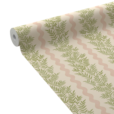 HOLDEN DECOR Papier peint intissé Pipkin stripe Vert sauge et rose poudré Mat