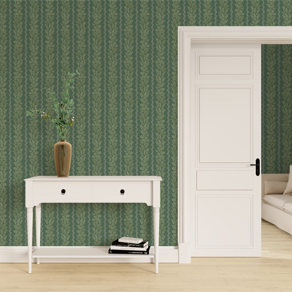 HOLDEN DECOR Papier peint intissé Pipkin stripe Vert anglais et vert clair Mat