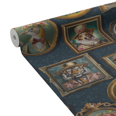 HOLDEN DECOR Papier peint Regal beasts Bleu nuit Mat