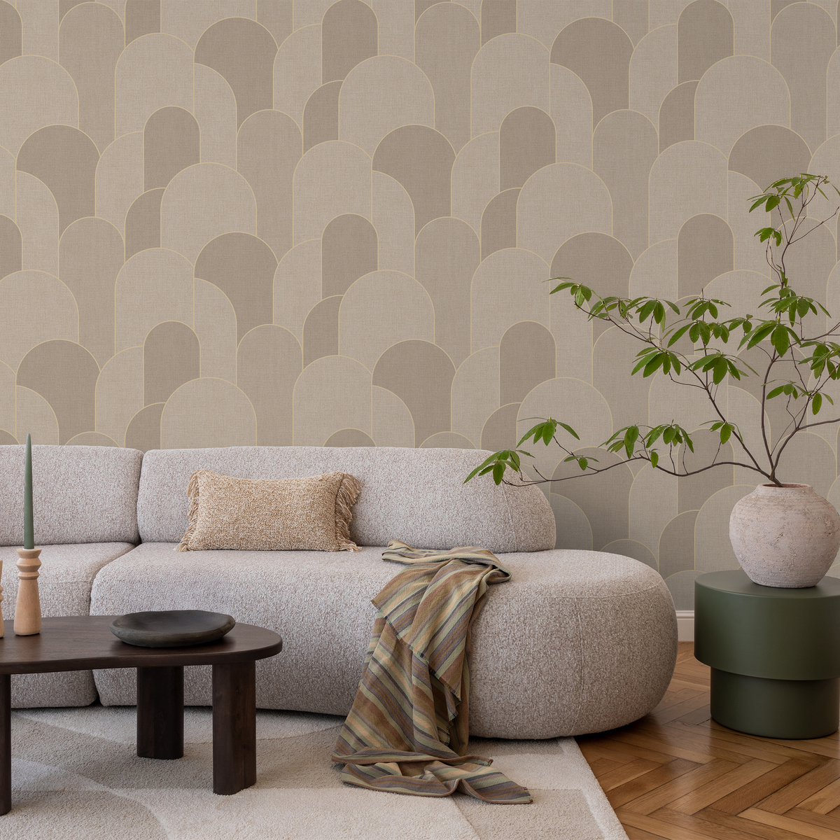Papier peint intissé Alessio Sable beige Satiné