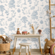 Papier peint intissé Lapinou Bleu doux et écru Mat