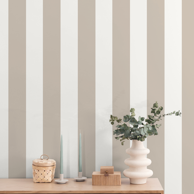Papier peint intissé Victor Beige et blanc Mat