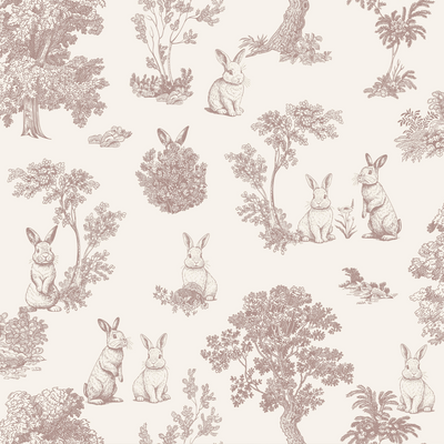 Papier peint intissé Lapinou Terracotta rosé et écru Mat