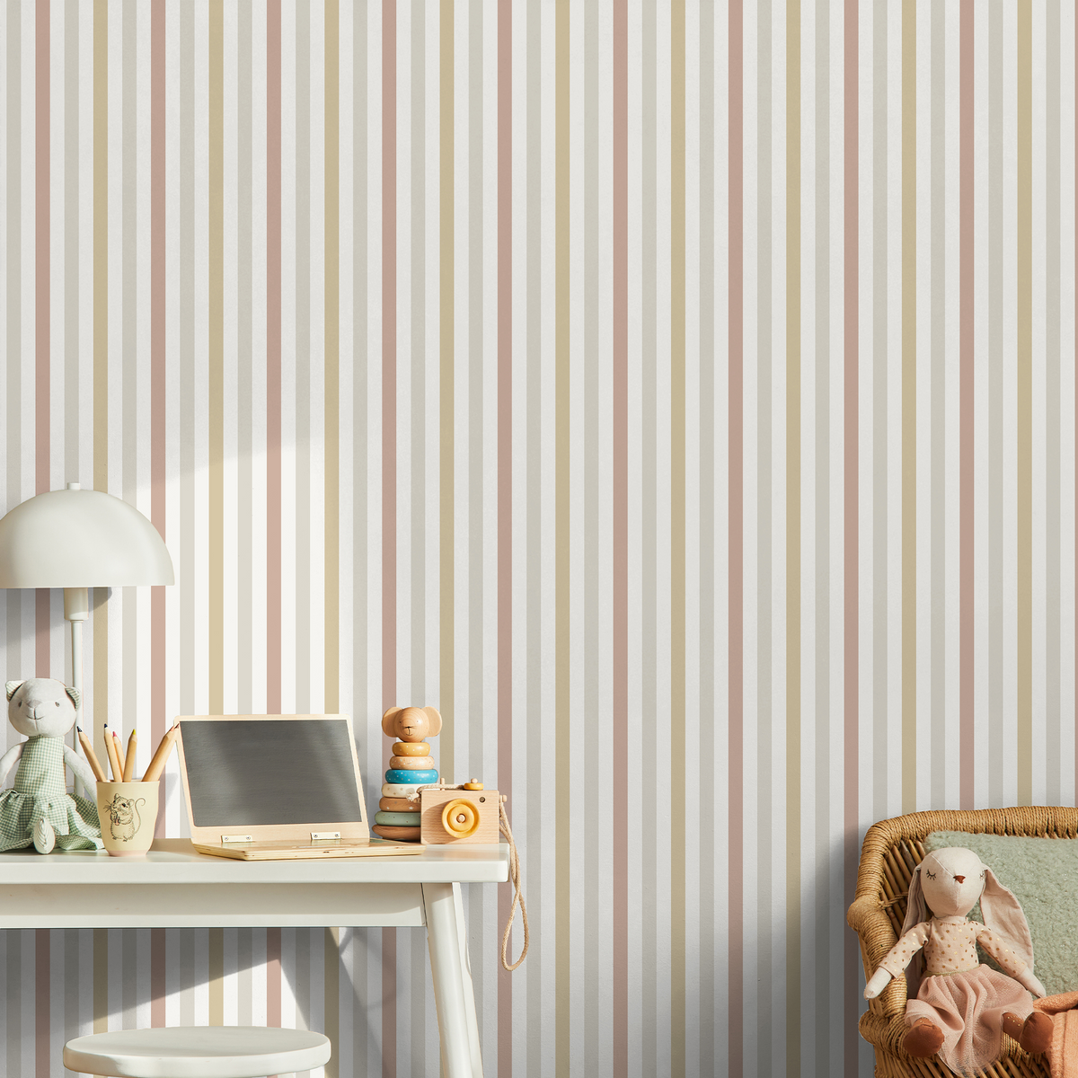 Papier peint intissé Gribouille Beige, ocre et terracotta Mat
