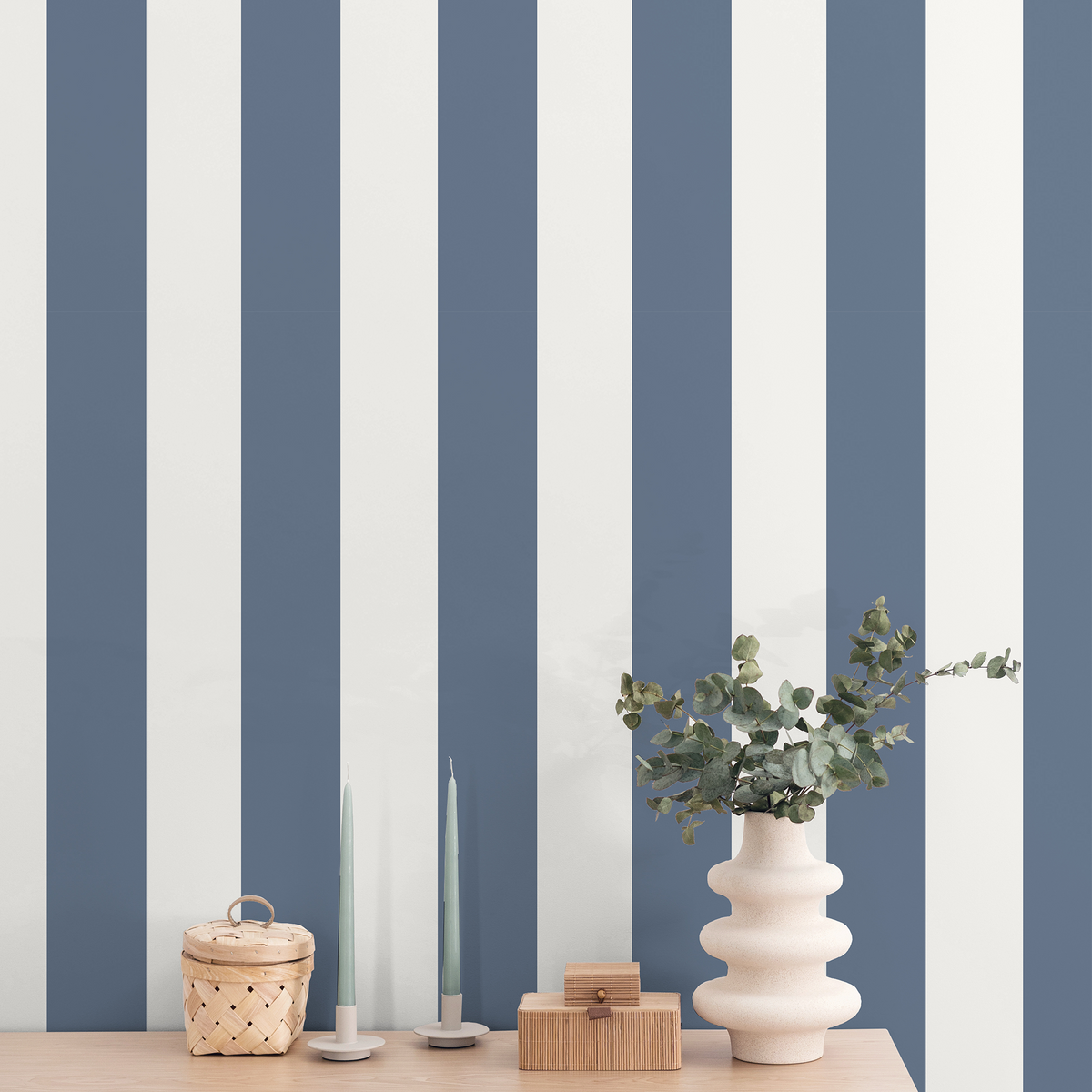 Papier peint intissé Victor Bleu marine et blanc Mat