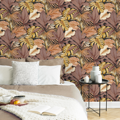 Papier peint intissé Sylbelle Cerise noire et ocre Satiné