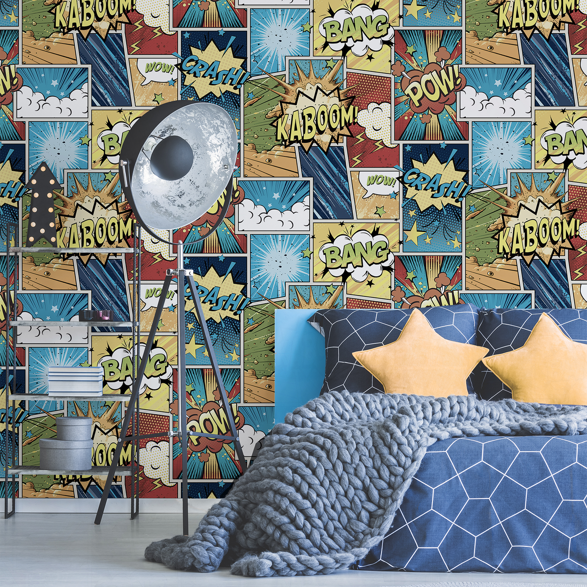Papier peint intissé Big bang Multicolore Mat