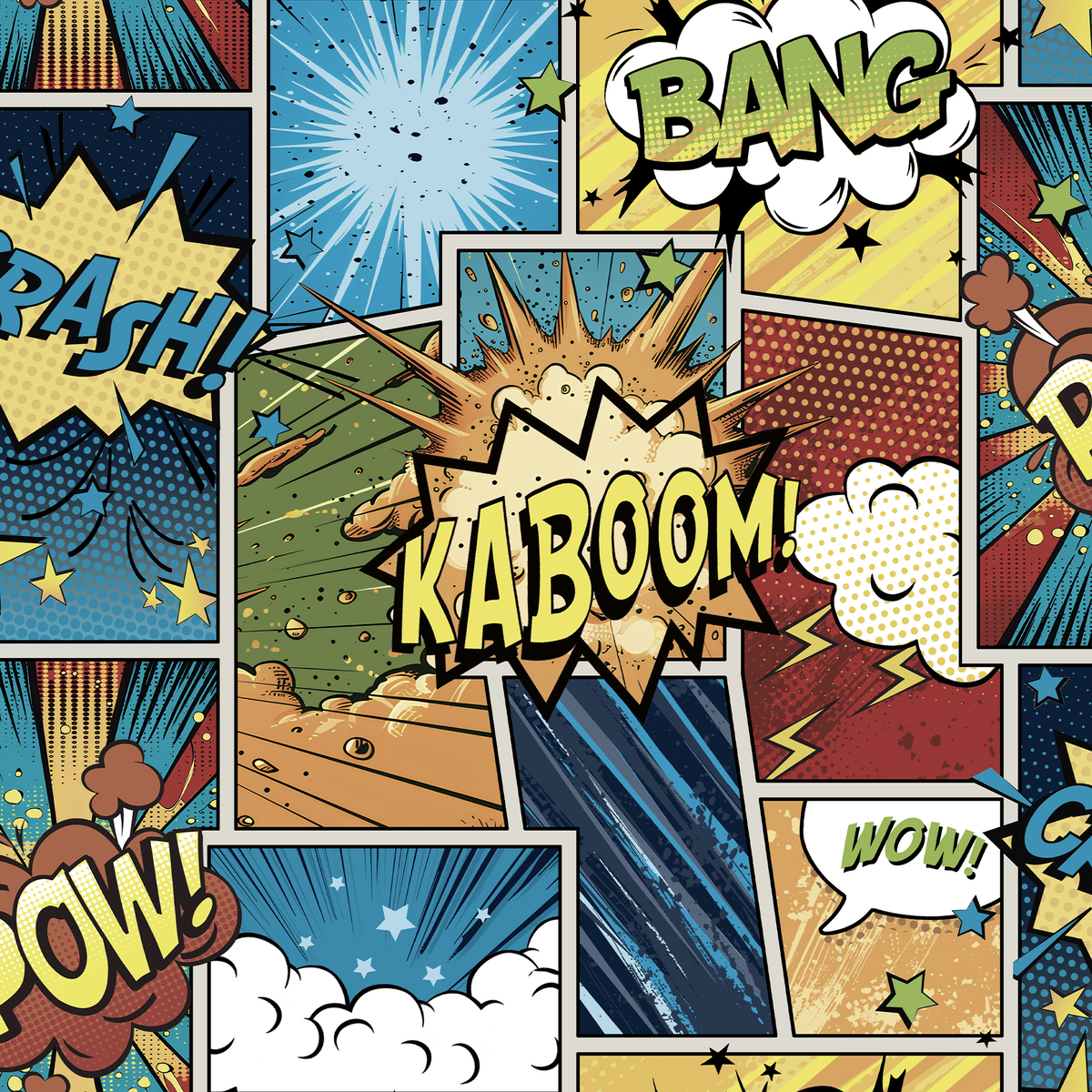 Papier peint intissé Big bang Multicolore Mat