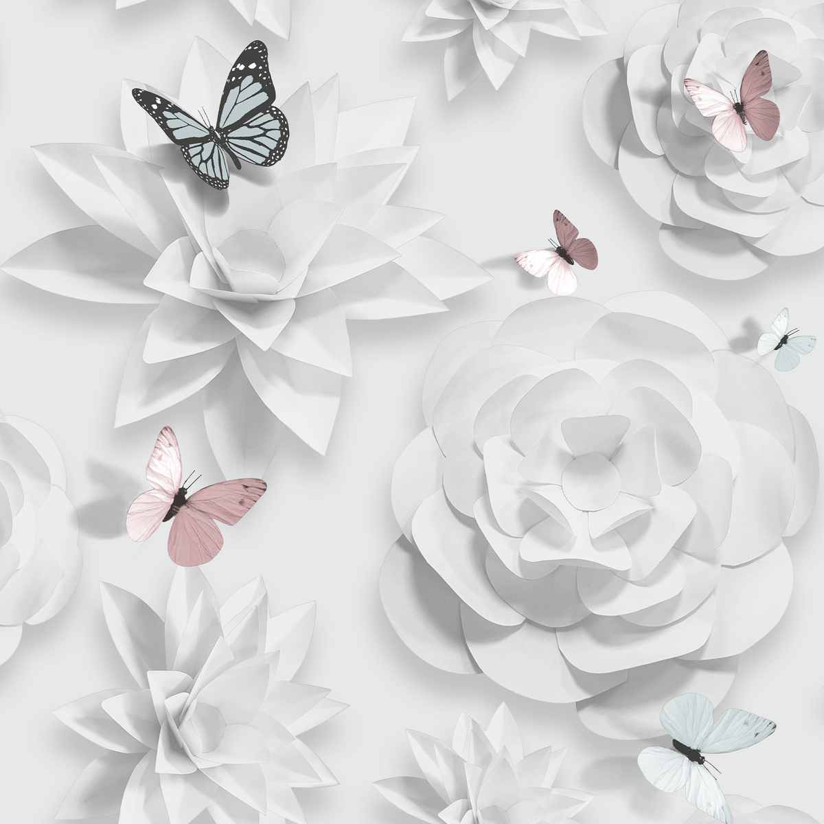 Papier peint intissé Lolly flower Blanc perlé Mat