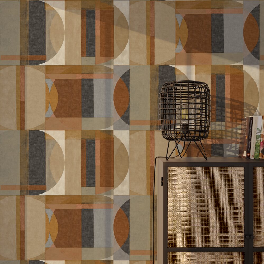 Papier peint intissé Santino Terracotta et beige Mat