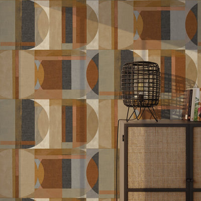 Papier peint intissé Santino Terracotta et beige Mat