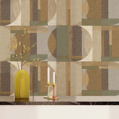 Papier peint intissé Santino Kaki et beige Mat