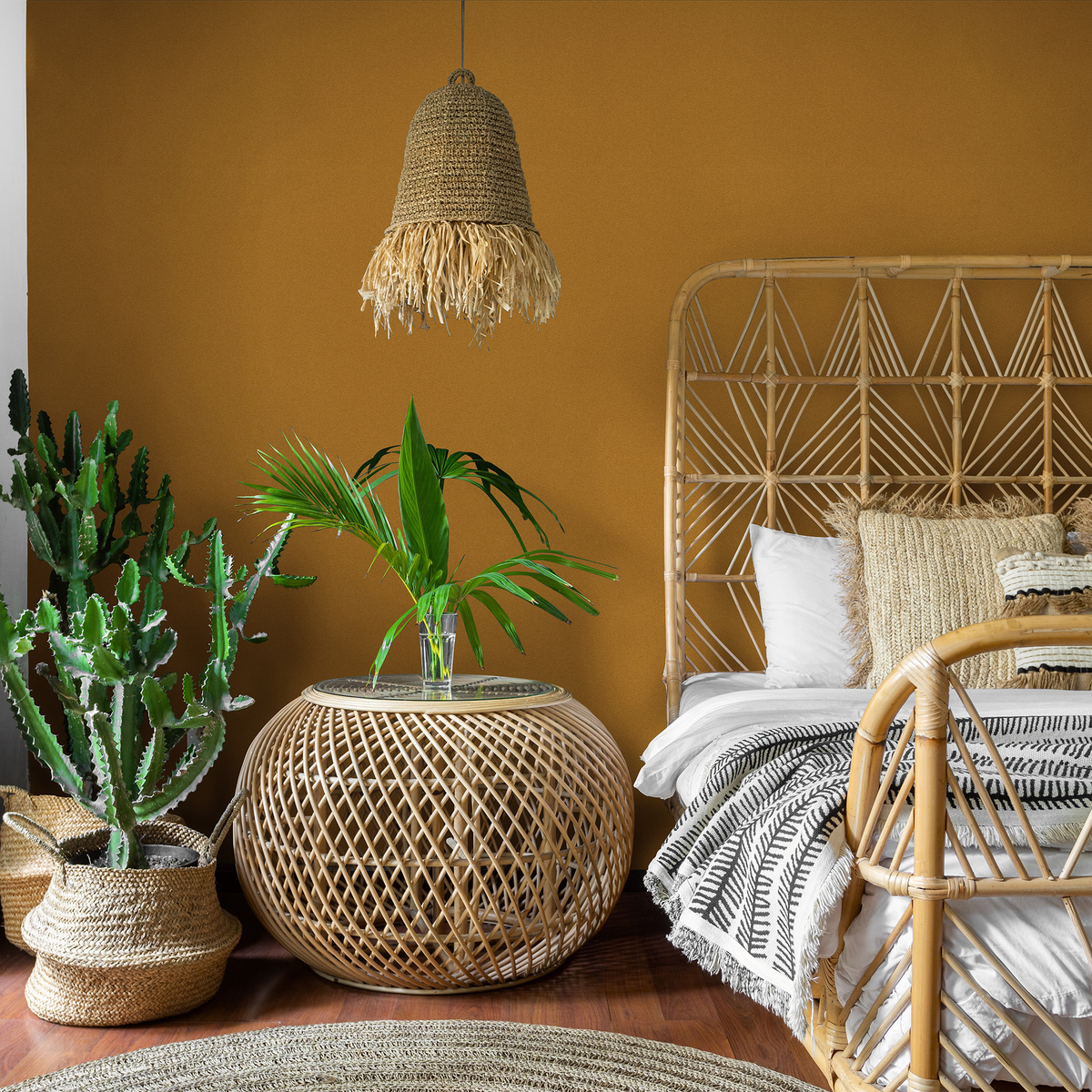 Papier peint intissé Soft line Orange brûlée Satiné