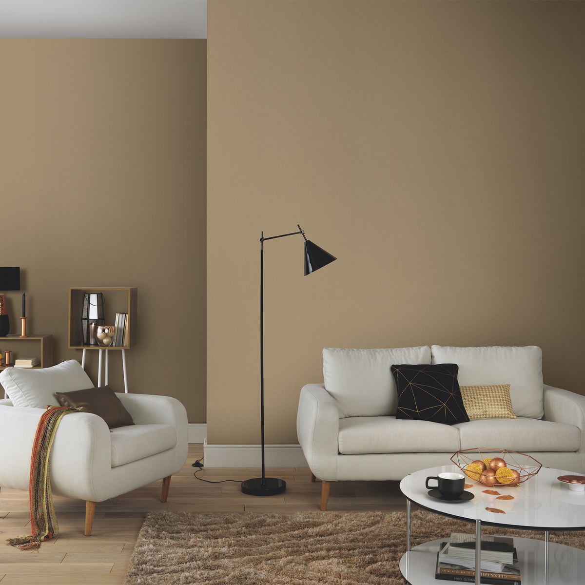 Papier peint intissé Soft line Café au lait Satiné